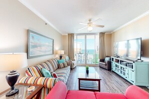 TV, DVD player, video library
