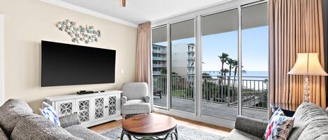 TV, DVD player, video library