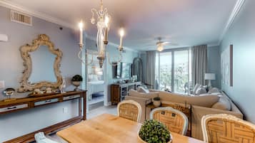 TV, DVD player, video library