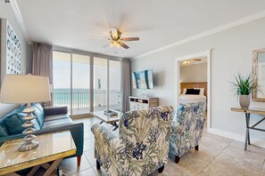 TV, DVD player, video library