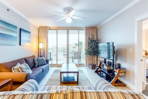 TV, DVD player, video library