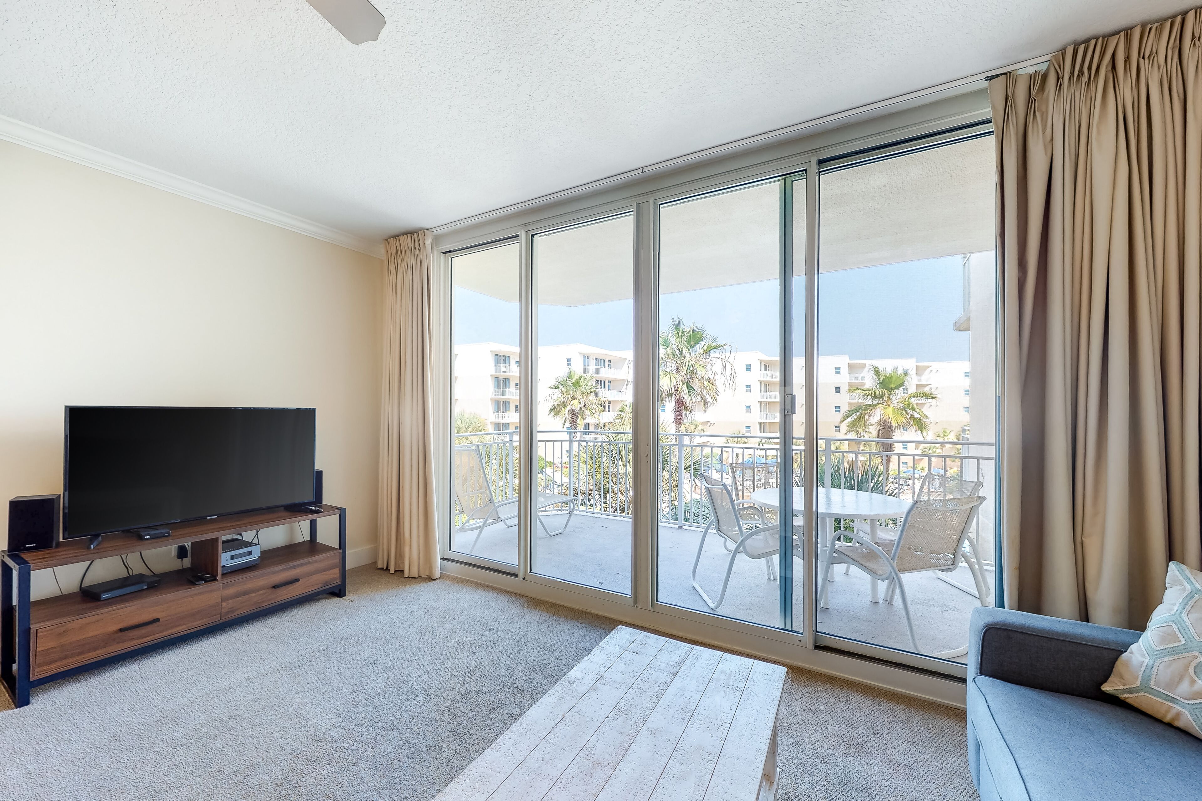 TV, DVD player, video library