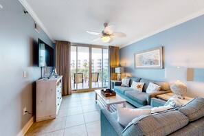 TV, DVD player, video library