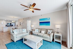 TV, DVD player, video library