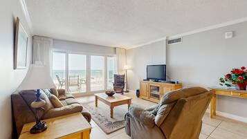 TV, DVD player, video library