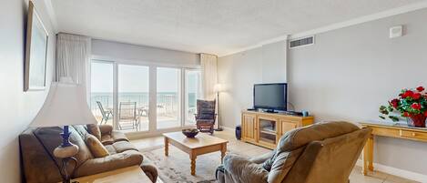 TV, DVD player, video library