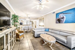 TV, DVD player, video library