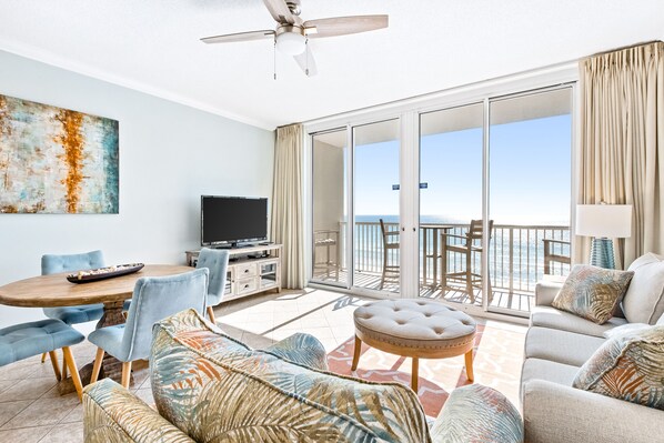 TV, DVD player, books, video library