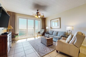TV, DVD player, video library - Gulf-front Perdido Key Condo with Waterfront Pool/Hot Tub and Oceanfront Balcony (Perdido Key)
