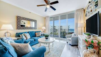 TV, DVD player, video library