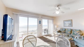 TV, DVD player, video library