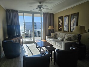 TV, DVD player, video library