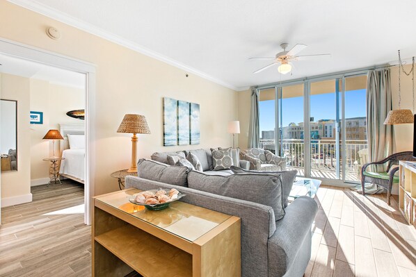 TV, DVD player, video library