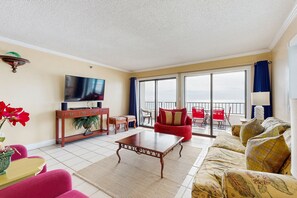 TV, DVD player, video library