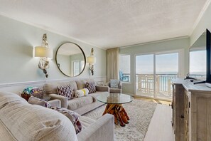 TV, DVD player, video library