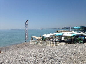 On the beach, beach towels