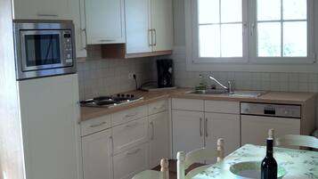 Réfrigérateur, micro-ondes, plaque de cuisson, lave-vaisselle