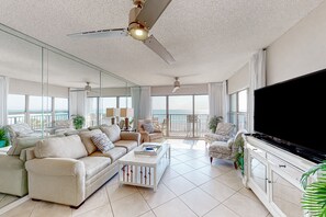 TV, DVD player, video library