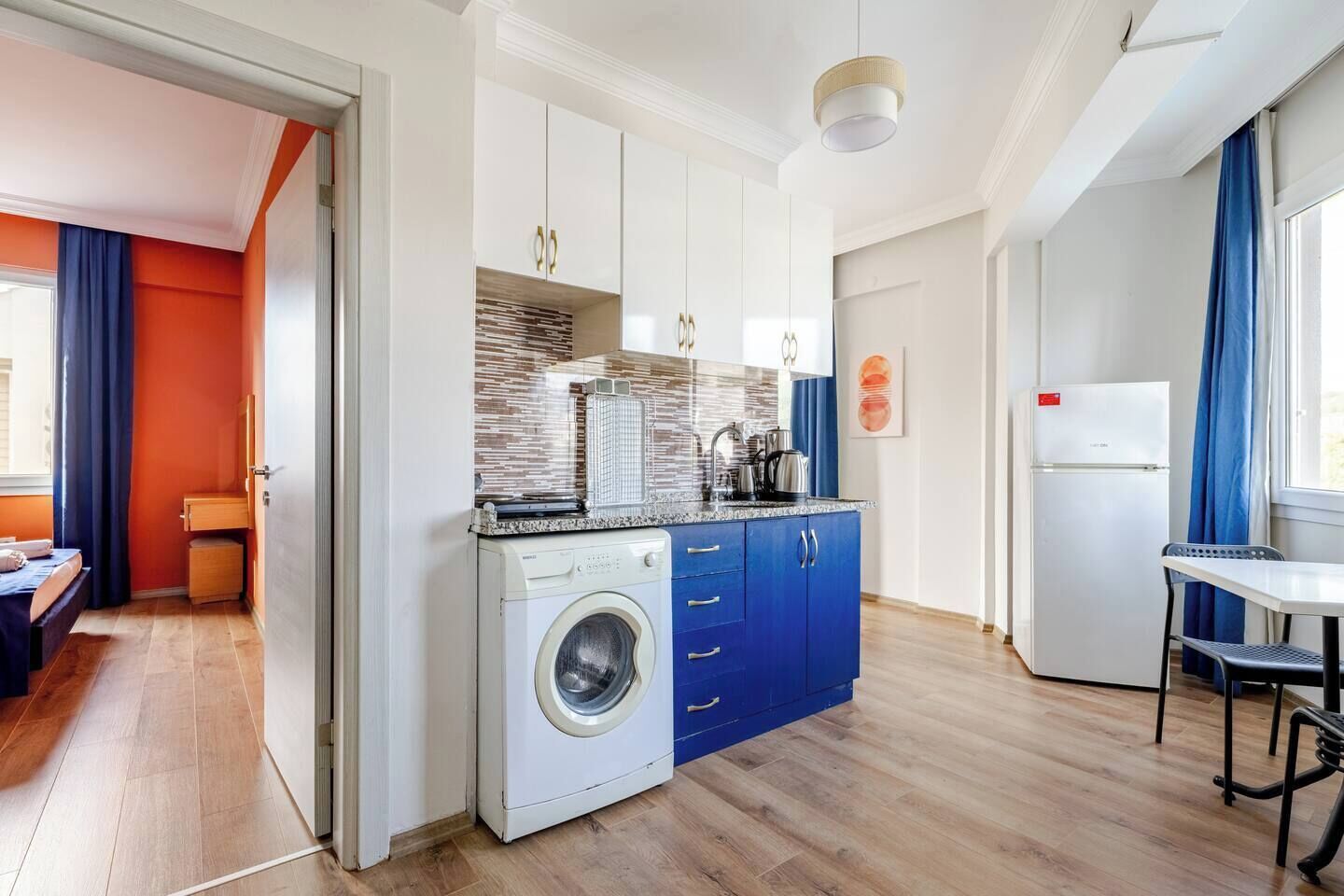 Apartment | Private kitchen | Fridge, stovetop, highchair, griddle