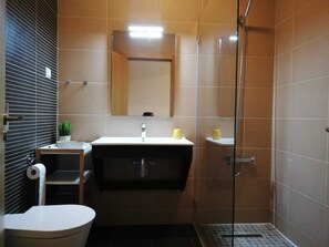 Ducha, secador de pelo y toallas