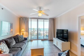 TV, DVD player, video library