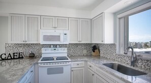 Oven, stovetop, coffee/tea maker, cookware/dishes/utensils