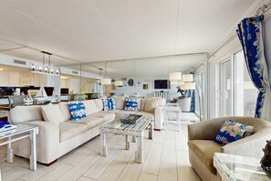 TV, DVD player, stereo