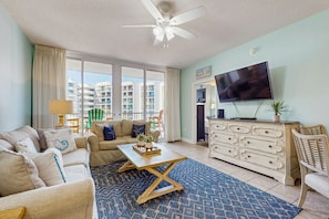 TV, DVD player, video library