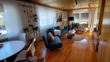 Fernseher, DVD-Player, Bücher, Stereoanlage