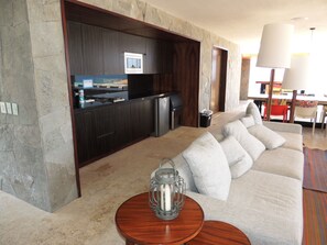 Flat-screen TV, DVD player