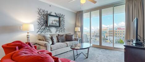 TV, DVD player, video library