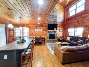 Smart TV, fireplace, video games, DVD player