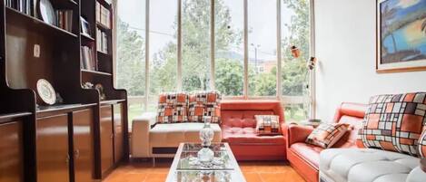 TV, fireplace, offices