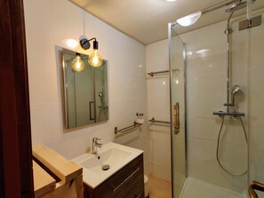 Shower, hair dryer, bidet, soap