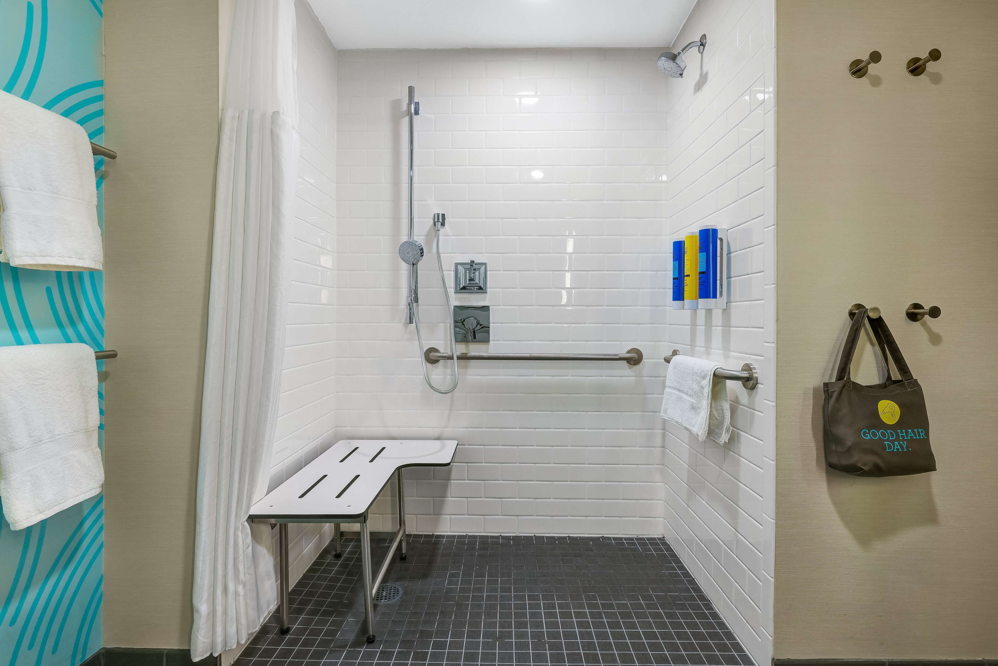 room, 1 king bed, accessible (mobility & hearing, roll-in shower) | bathroom shower