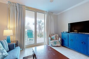 TV, DVD player, video library