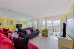 TV, DVD player, video library