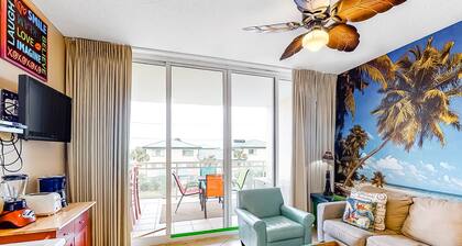 Vibrant Tropical Beach Getaway Including 2 Chairs and Umbrella