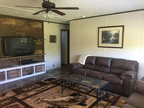 Smart-TV, DVD-spiller, bøker og filmbibliotek