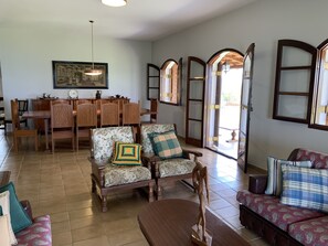 Smart TV, fireplace, foosball