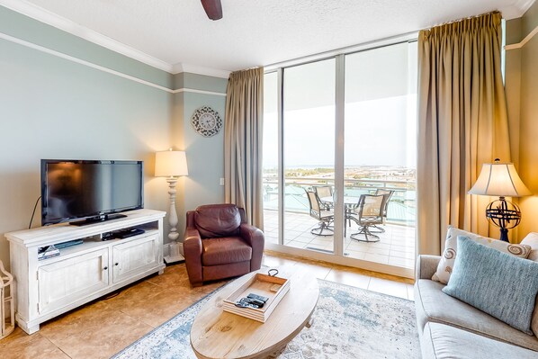 TV, DVD player, video library