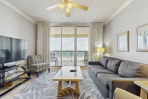 TV, DVD player, video library