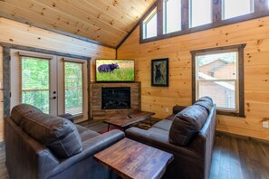 TV, fireplace, video games