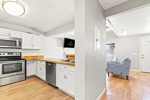 Fridge, microwave, oven, stovetop - 5218 Beach Dr C - Townhome Minutes From the Beach! (Panama City)