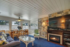 TV, caminetto, impianto stereo