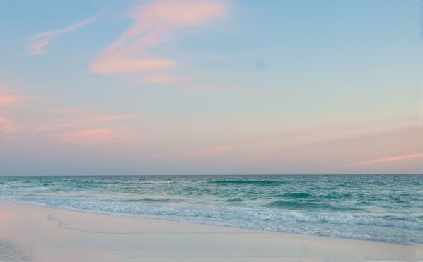 Beach nearby, sun loungers
