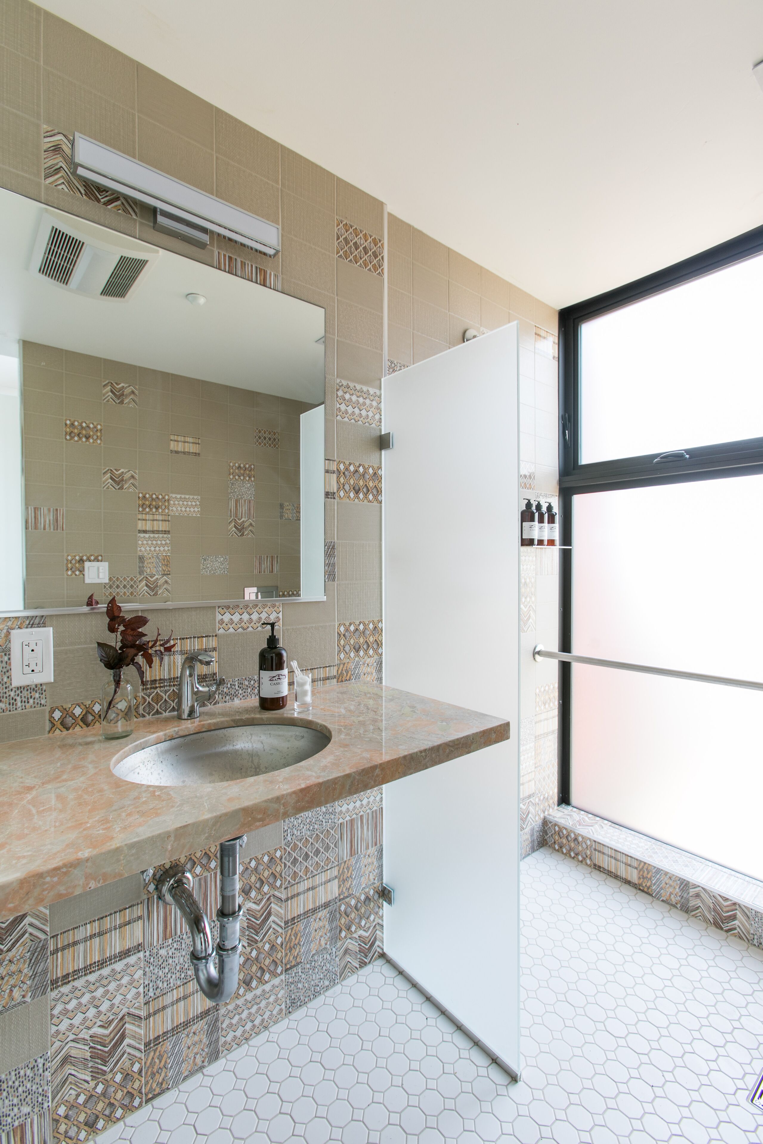 bohemian rhapsody | bathroom | shower, rainfall showerhead, designer toiletries, hair dryer
