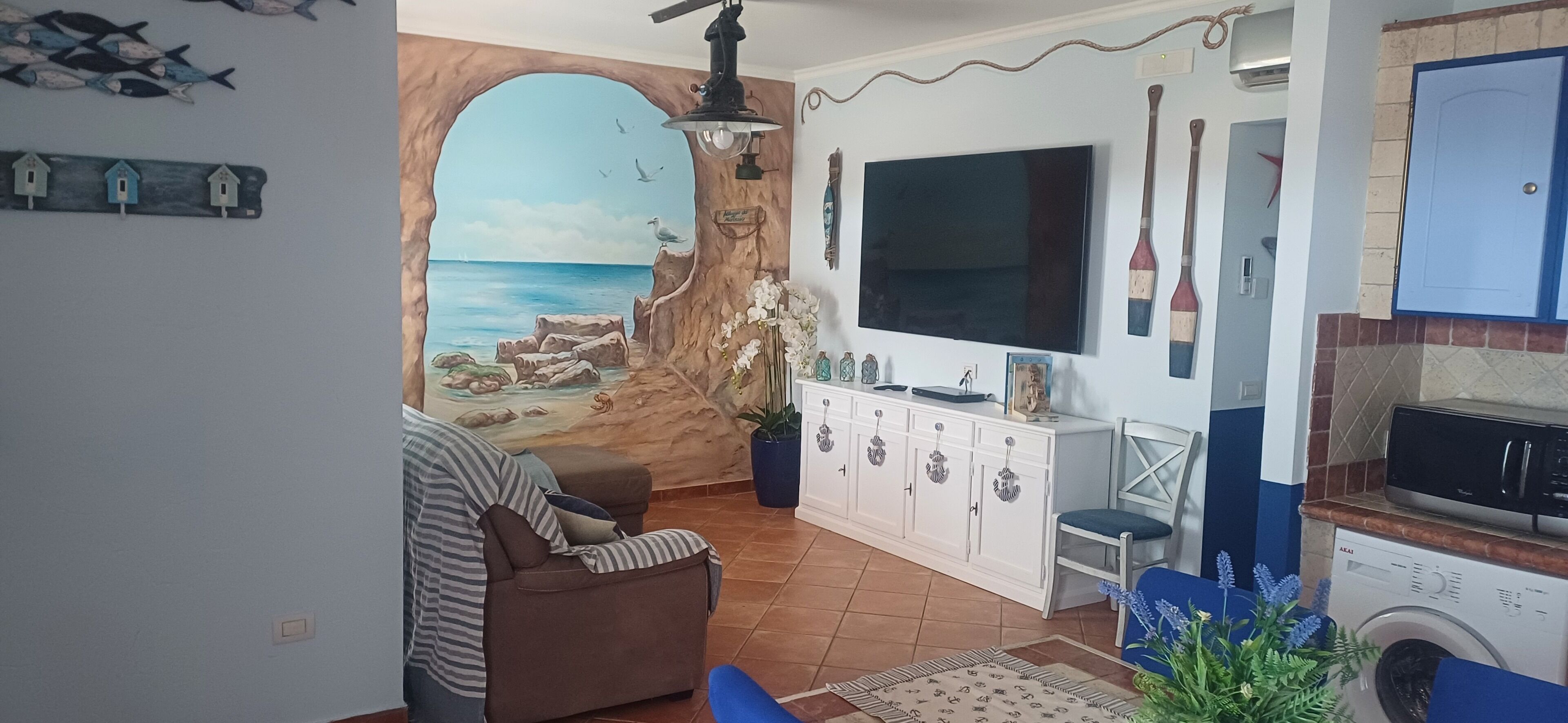 Smart TV, DVD player, books, video library