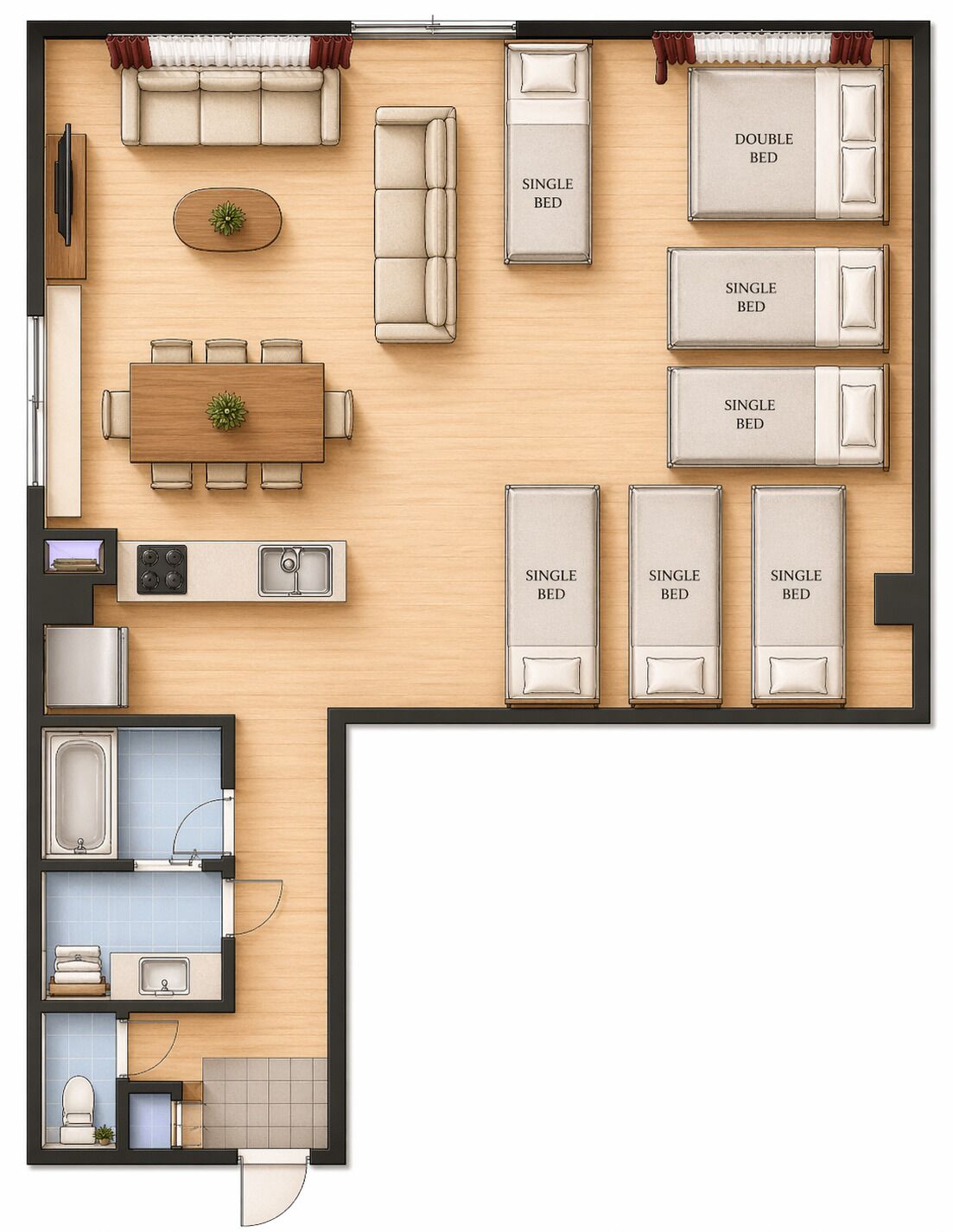 Basic Apartment | 3 bedrooms, free WiFi, bed sheets