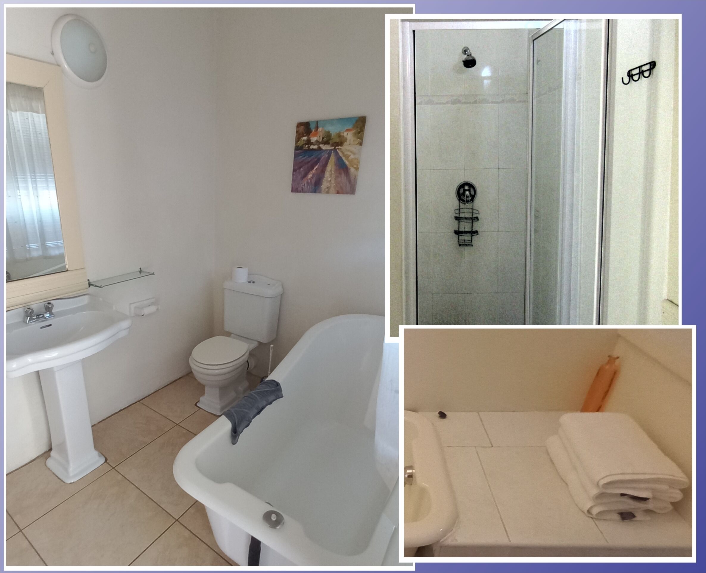 Un baño con lavamanos, inodoro, bañera y ducha.